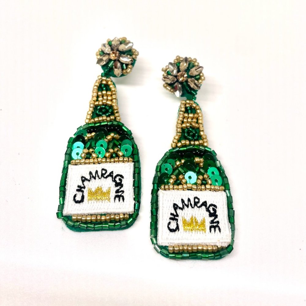 ⭐️💍💍FREE Champagne Alcohol Drinks Rhinestone Beaded Boho Deco Party Earrings